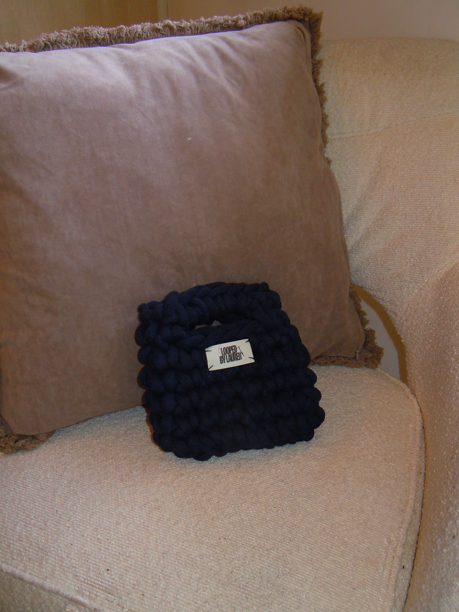 The Kayleigh - Mini Bucket Rope Bag - Navy