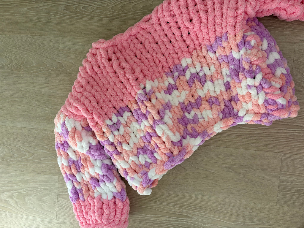 Chunky Knit Cardigan - Pink Tones