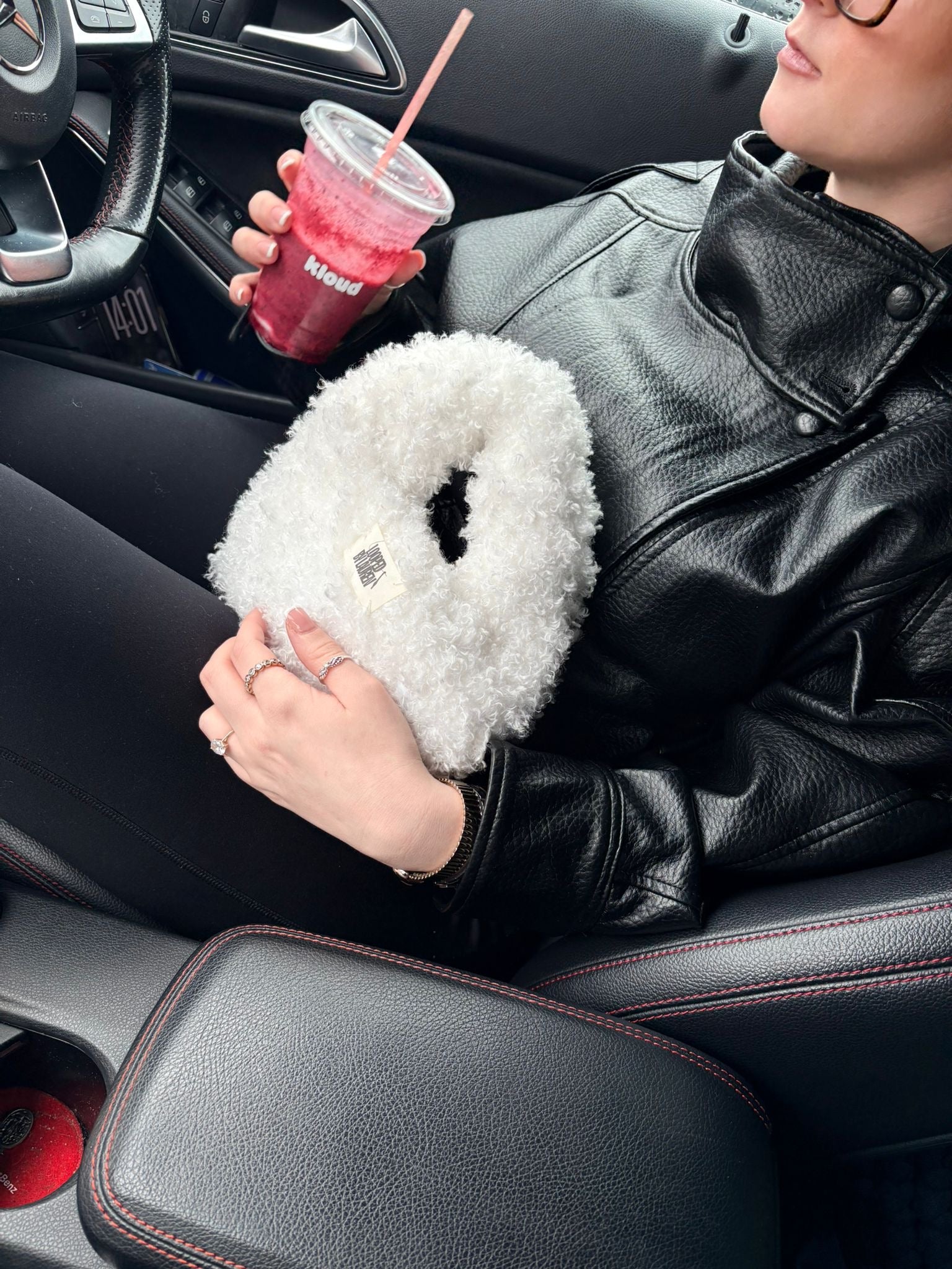 The Kara Bag - White Fluffy