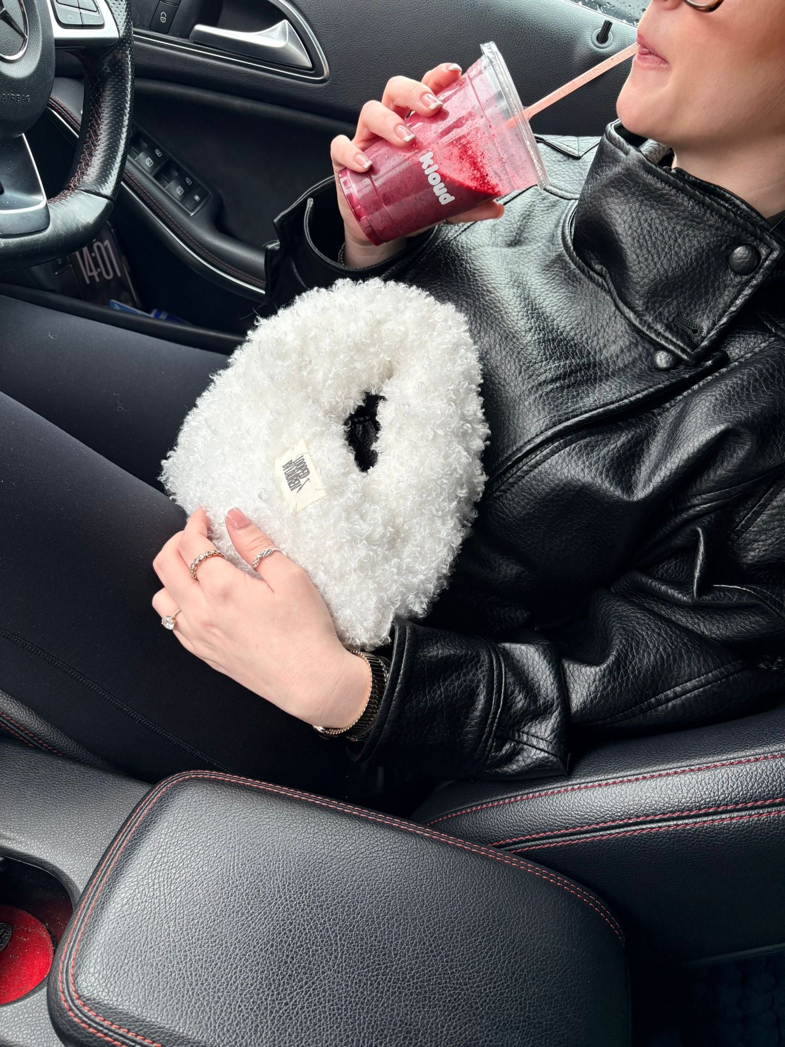 The Kara Bag - White Fluffy