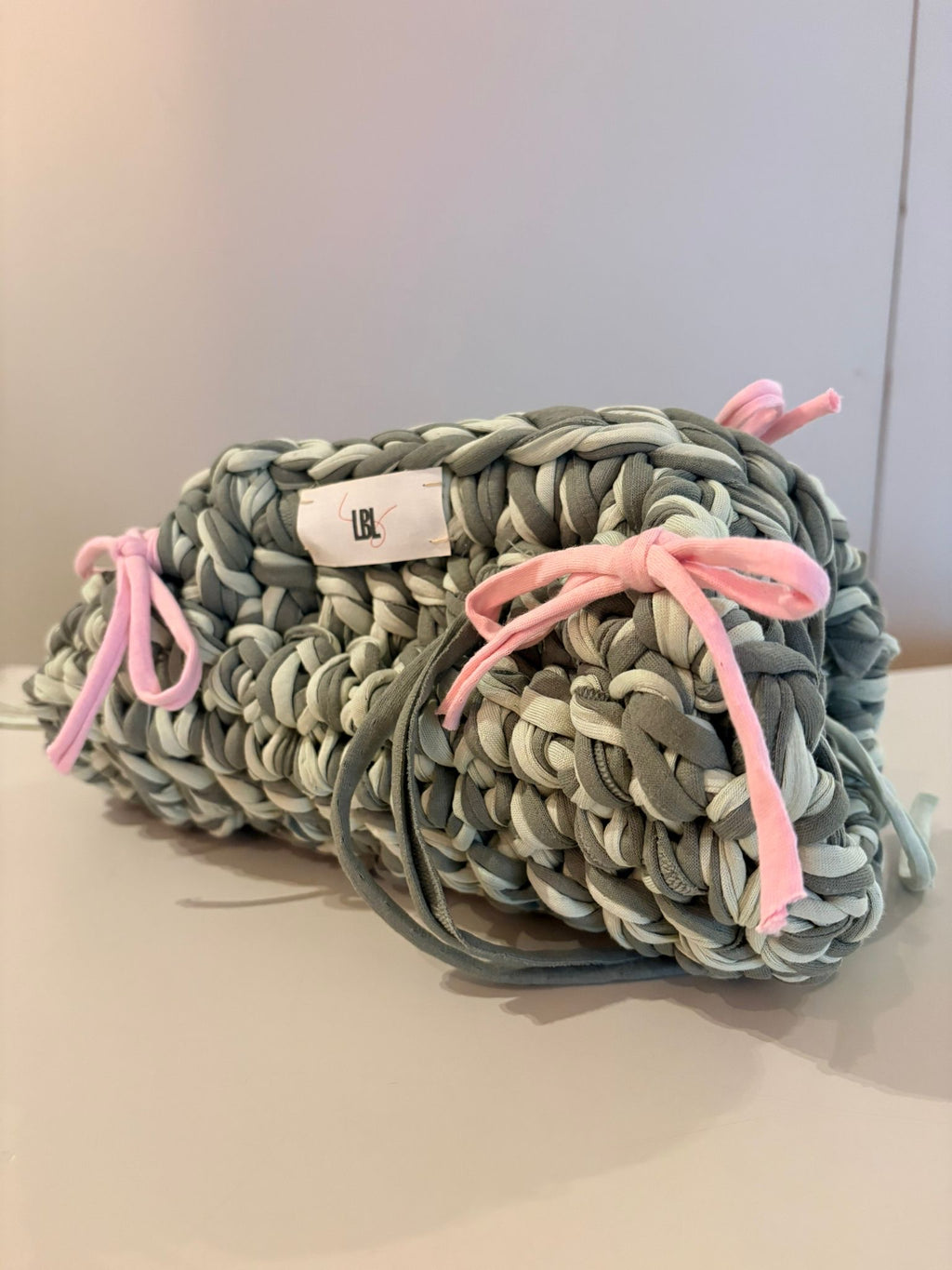 The Natasha Clutch - Khaki & Pink Bows