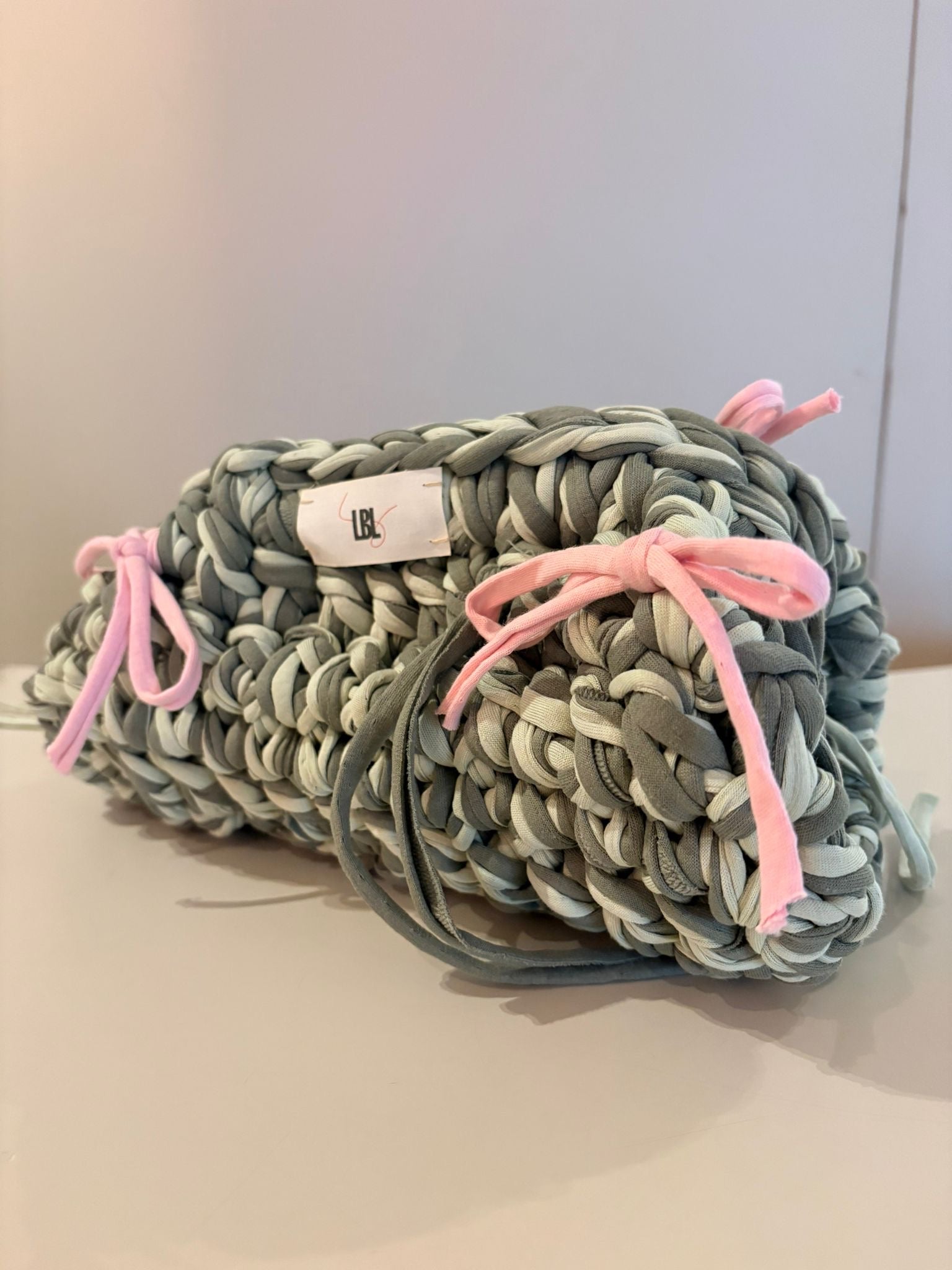 The Natasha Clutch - Khaki & Pink Bows
