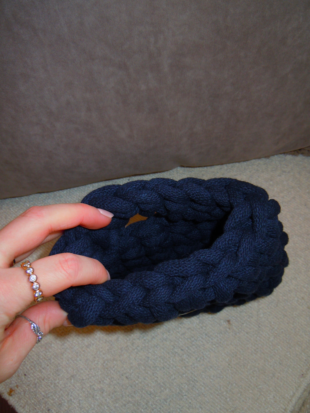 The Kayleigh - Mini Bucket Rope Bag - Navy