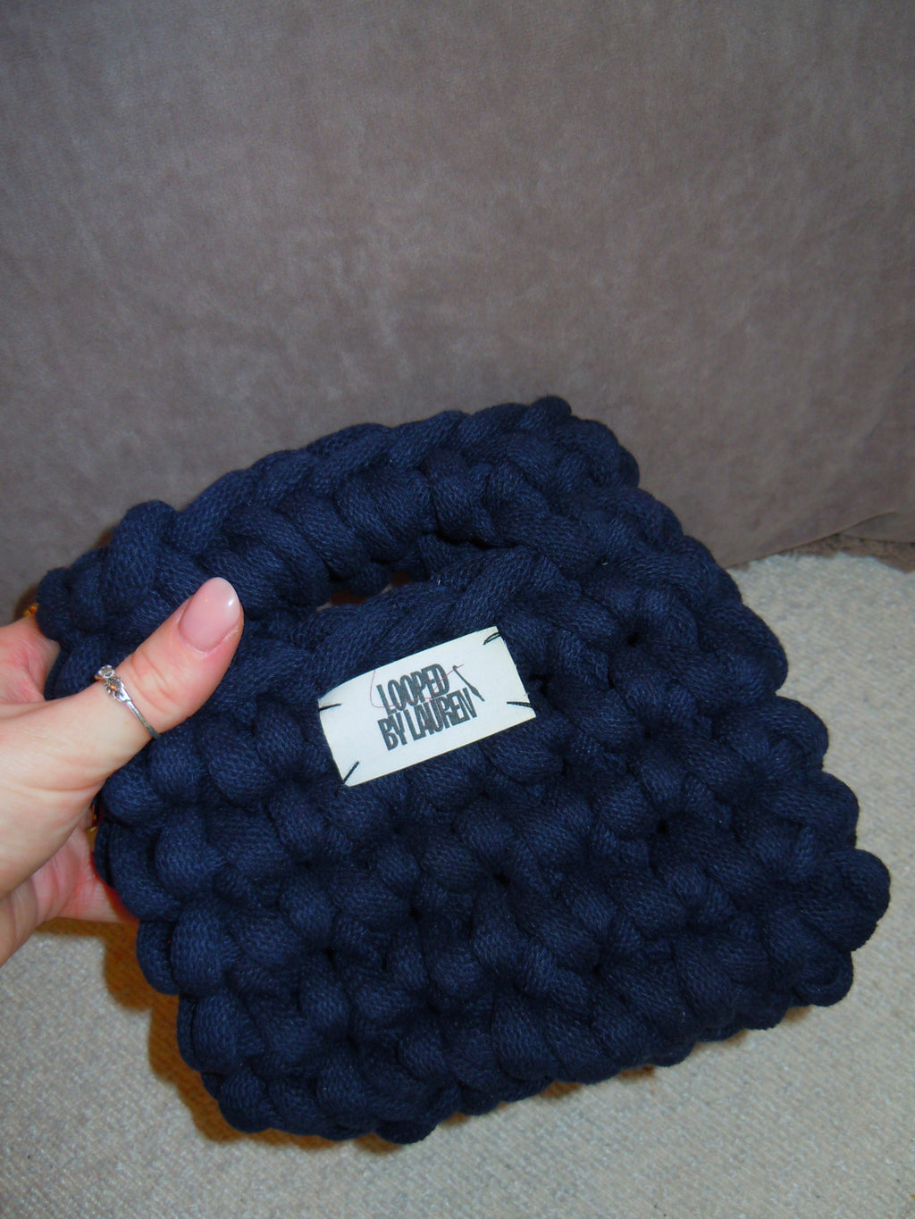 The Kayleigh - Mini Bucket Rope Bag - Navy