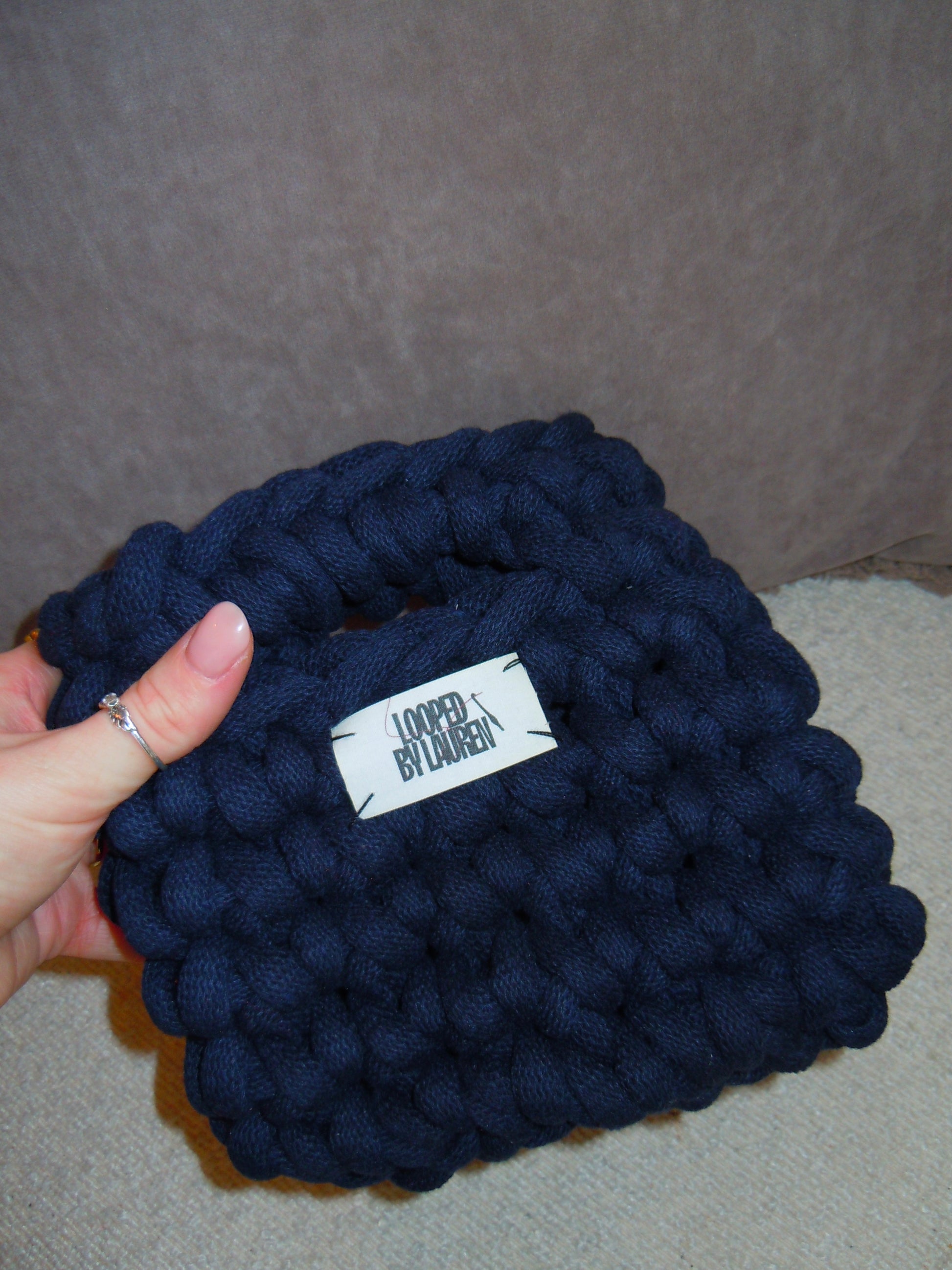The Kayleigh - Mini Bucket Rope Bag - Navy