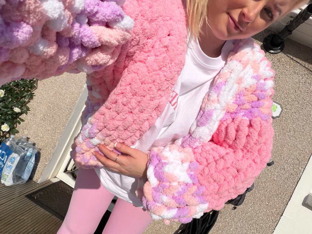 Chunky Knit Cardigan - Pink Tones