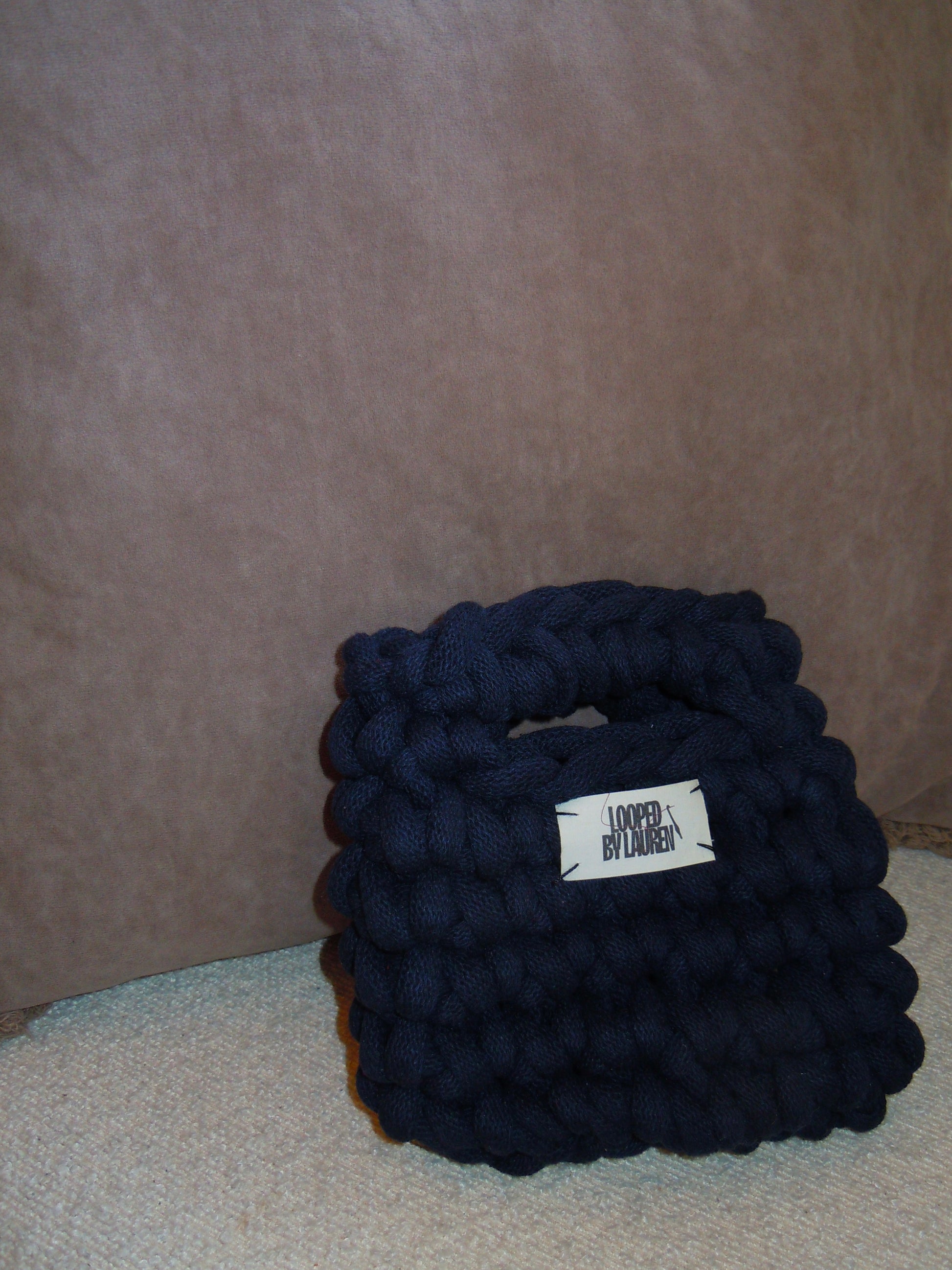 The Kayleigh - Mini Bucket Rope Bag - Navy