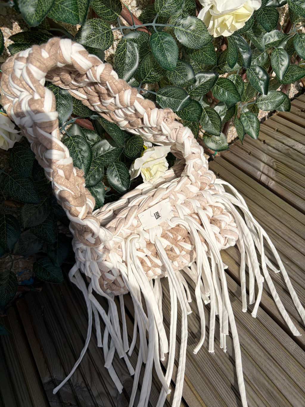 The Carrie Bag - Beige & White